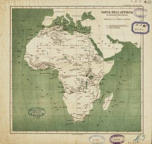 Carta dell'Africa col tracciato delle ultime esplorazioni 1877