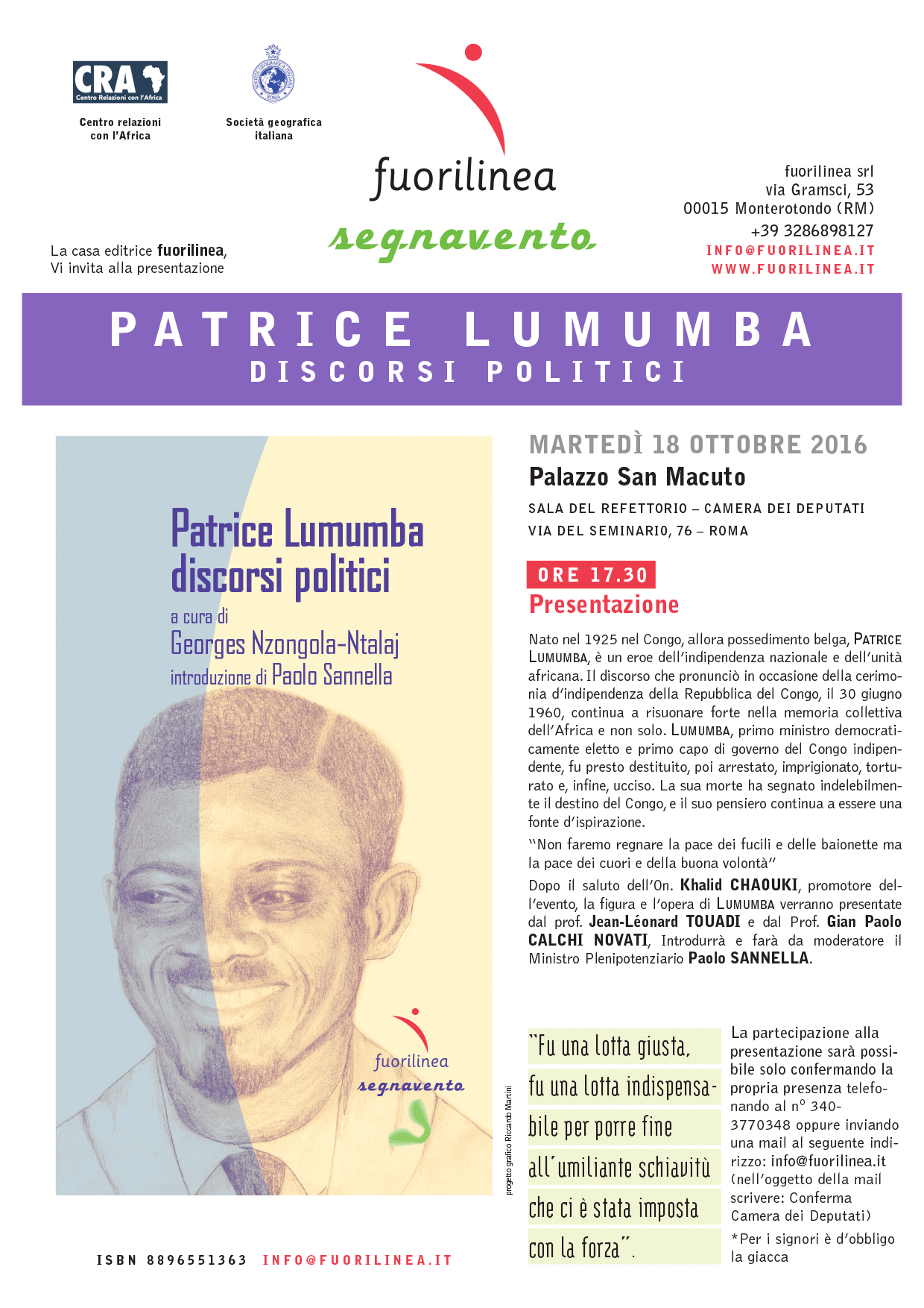 CRA-SGI – Presentazione del volume Patrice Lumumba: discorsi politici