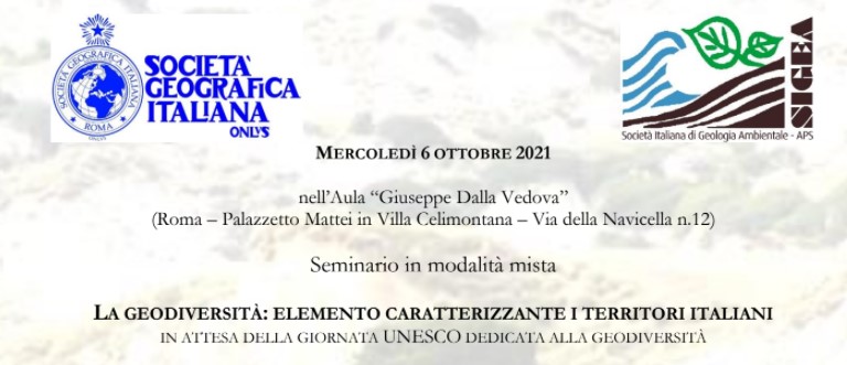 MERCOLEDI’ 6 OTTOBRE 2021 – ORE 9.30 “LA GEODIVERSITA’: ELEMENTO CARATTERIZZANTE I TERRITORI ITALIANI”