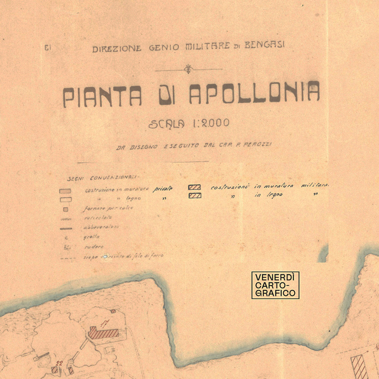 Venerdì Cartografico –  P. Perozzi, “Pianta di Apollonia”, Direzione del Genio militare di Bengasi, 1911 (ca.).