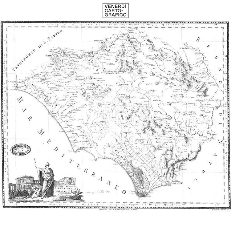 Venerdì Cartografico – Bernardino Olivieri, Carta della campagna di Roma, Calcografia Camerale, 1802