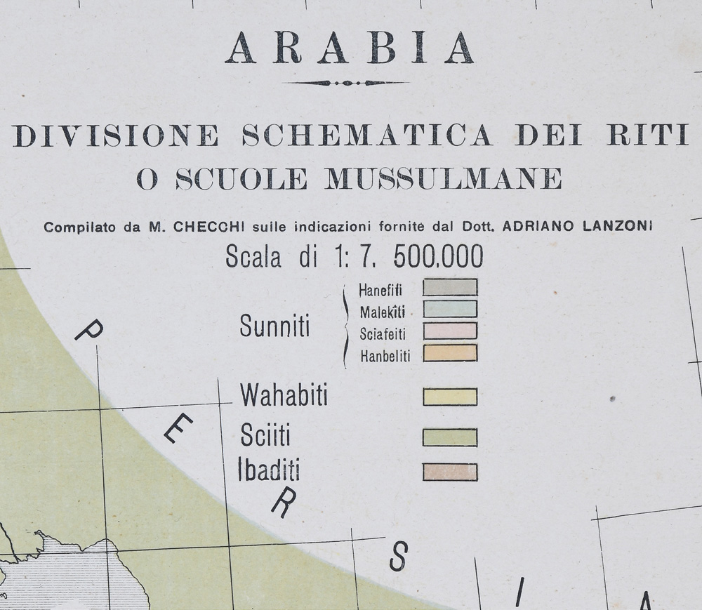 Venerdì Cartografico – Checchi, M., “Arabia. Divisione schematica dei riti o scuole musulmane”, Roma, 1912