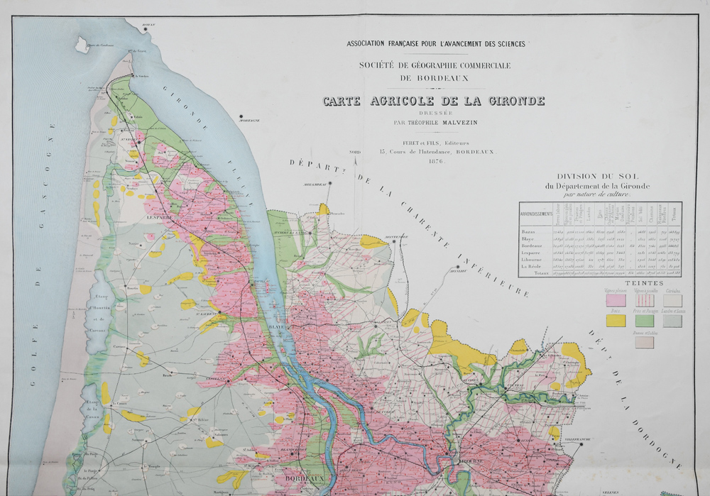 Venerdì Cartografico – T. Malvezin, Carte agricole de la Gironde, Bordeaux, 1876