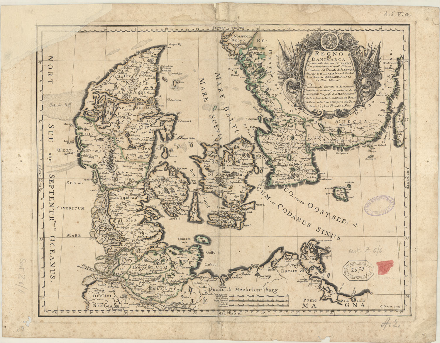 Venerdì Cartografico – G. Sanson, Regno di Danimarca, Roma, 1677