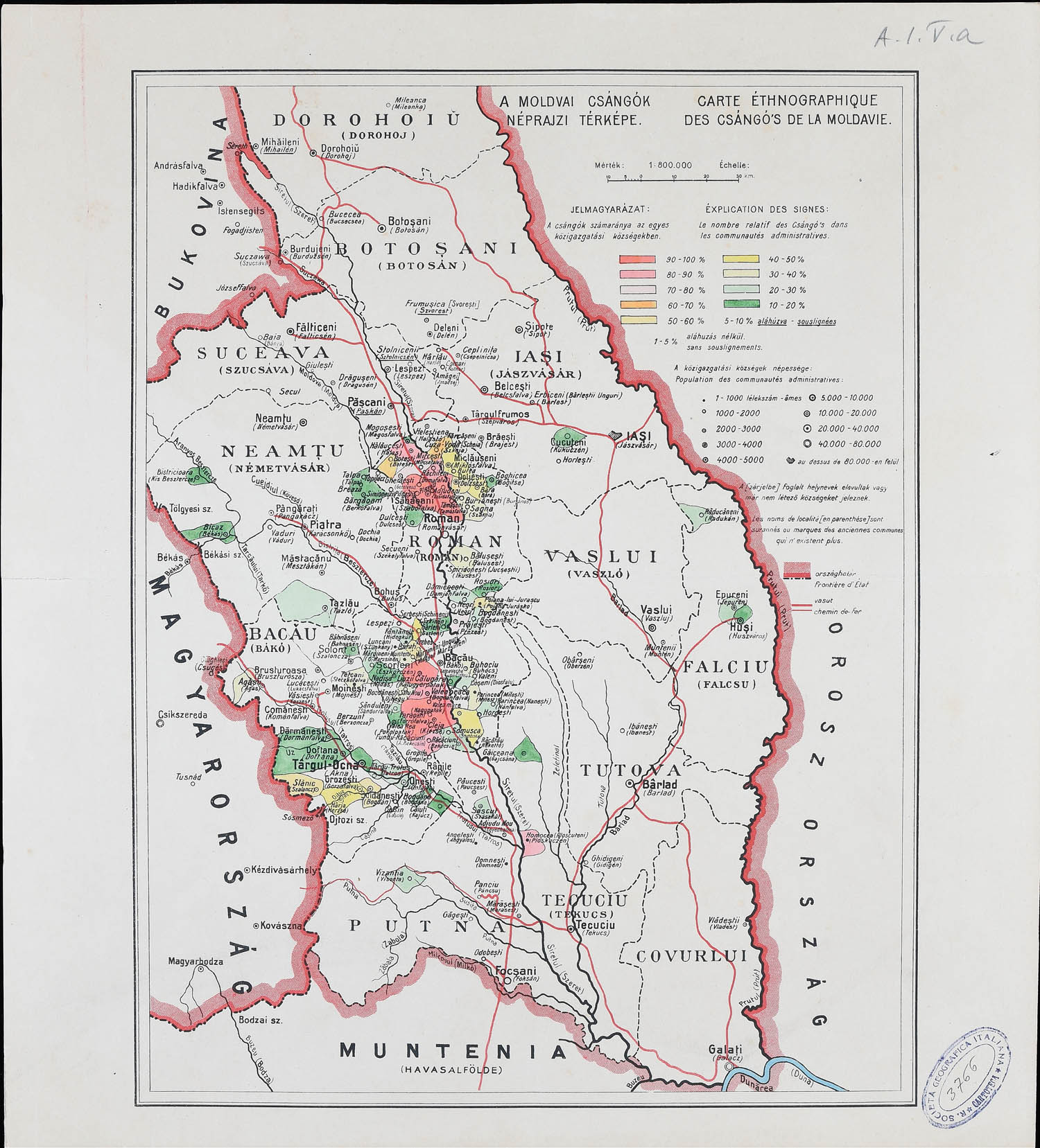 Venerdì Cartografico – Carte éthnographique des csàngò’s de la Moldavie, 1920