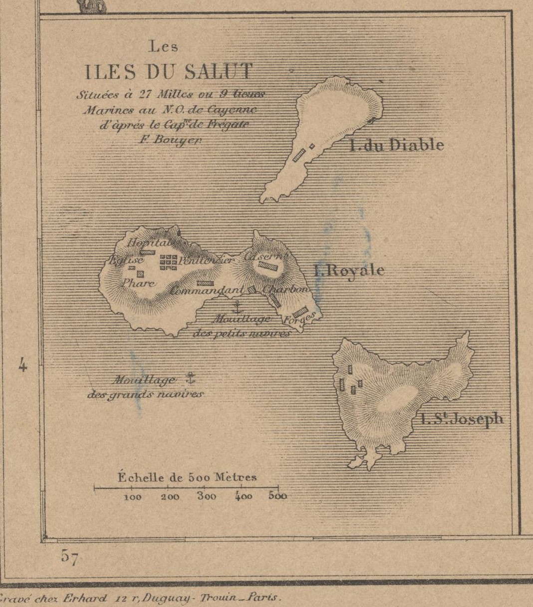V.A. Malte-Brun, Carte de la Guyane française indiquant les établissements penitentiaires, Erhard, Paris,  1867.