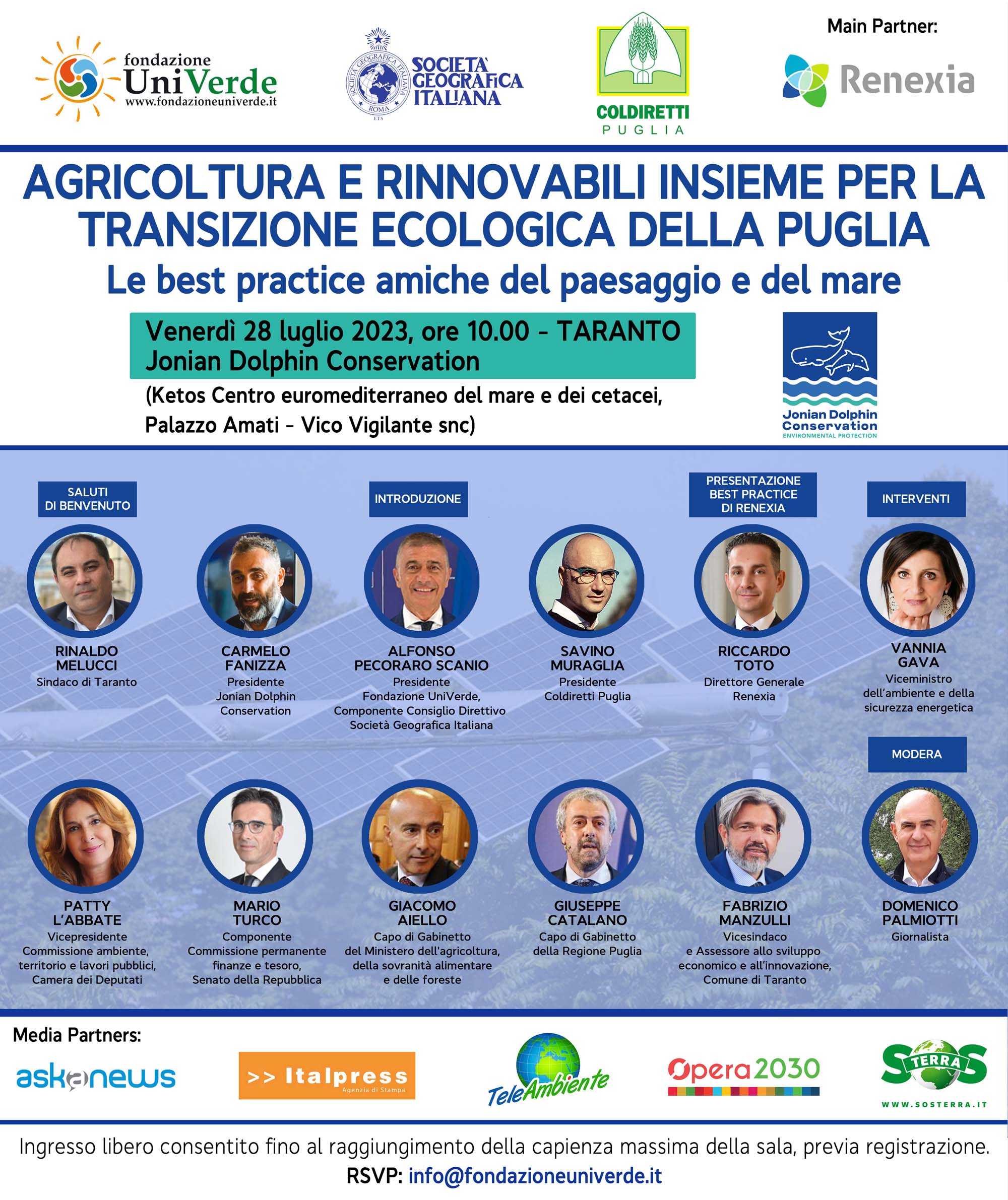 Taranto, 28 luglio 2023 – Agricoltura e rinnovabili insieme per la transizione ecologica della Puglia