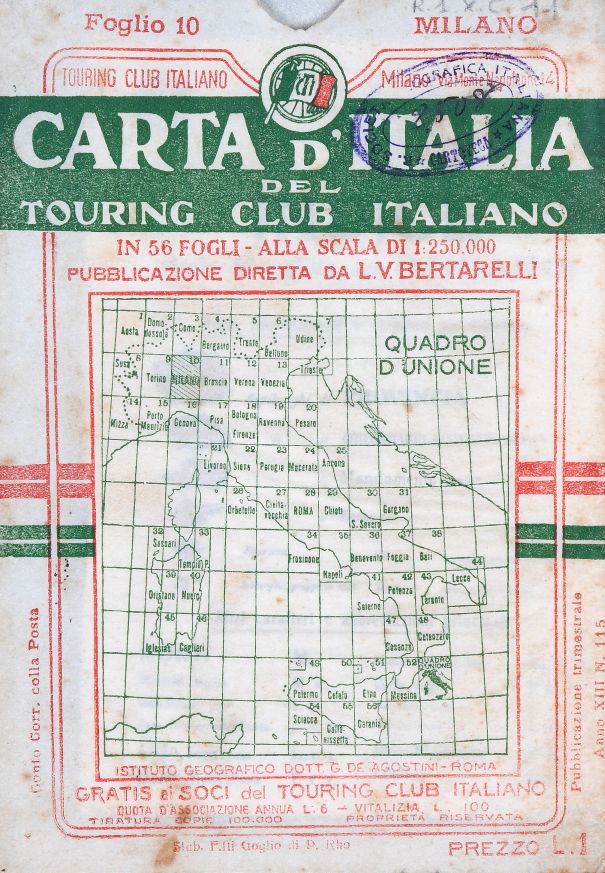 A. Dardano, L. V. Bertarelli, Carta d’Italia del Touring Club Italiano, Foglio 10: Milano, Novara, Istituto geografico De Agostini, [1908]
