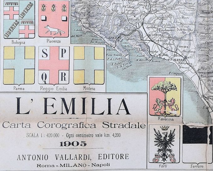 L’Emilia – Carta corografica stradale, A. Vallardi, Milano, 1905
